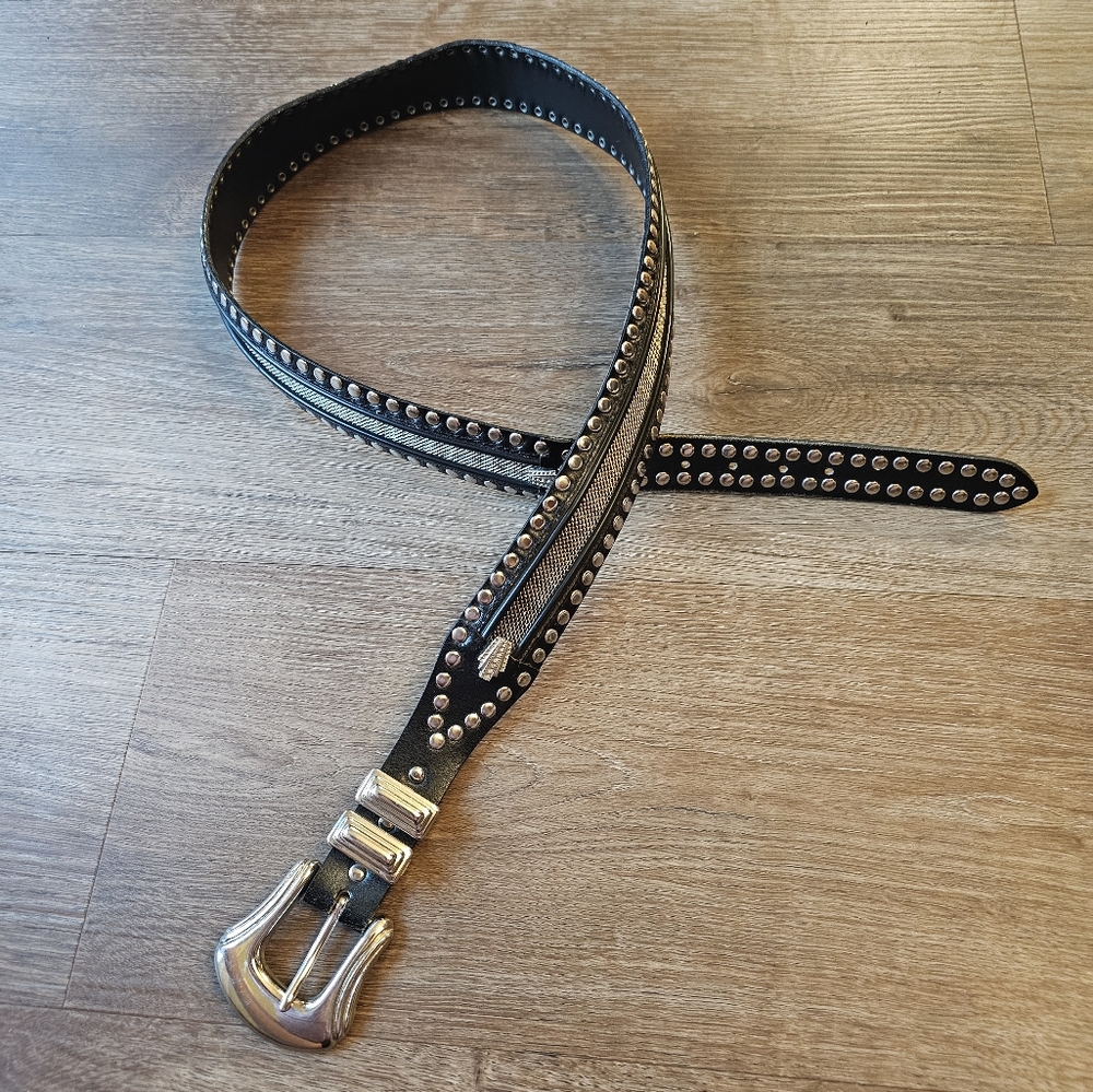 Vintage Studded Genuine Leather Oak Tree Chainlink Belt size 38